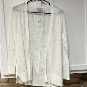 LOFT Women's Cream Open Front Cardigan